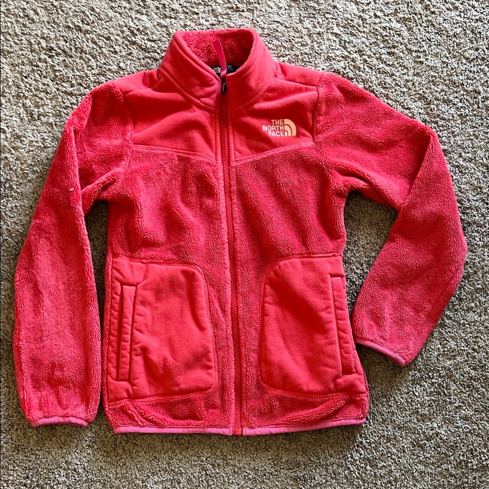 The North Face Vibrant Orange with pink edges  Fleece Jacket